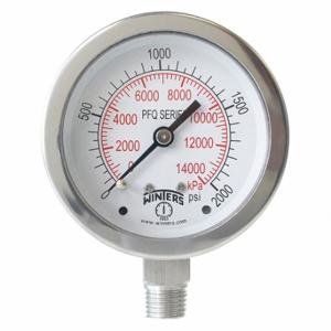 WINTERS INSTRUMENTS PFQ129-DRY Industrial Pressure Gauge, Field-Fillable, 0 To 2000 Psi, 2 1/2 Inch Dial | CV3RXY 491F37