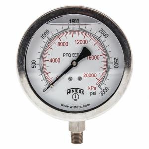 WINTERS INSTRUMENTS PFQ1531-DRY Industrial Pressure Gauge, Field-Fillable, 0 To 3000 Psi, 4 Inch Dial | CV3RYE 491F47