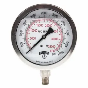 WINTERS INSTRUMENTS PFQ1532-DRY Industrial Pressure Gauge, Field-Fillable, 0 To 5000 Psi, 4 Inch Dial | CV3TFD 491F48