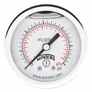 WINTERS INSTRUMENTS PFQ2434-DRY-2FF Panel-Mount Pressure Gauge, Front Flange, 0 to 15 psi, 2 Inch Dial, Field-Fillable, PFQ | CR7QAB 491F70