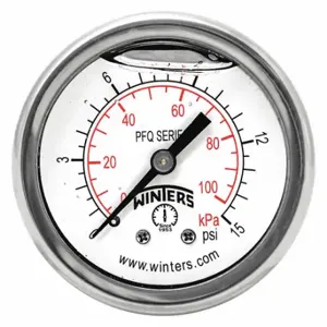 WINTERS INSTRUMENTS PFQ2486-DRY-2FF Panel-Mount Pressure Gauge, Front Flange, 0 to 15 psi, 2 Inch Dial, Field-Fillable, PFQ | CR7QAC 491F74