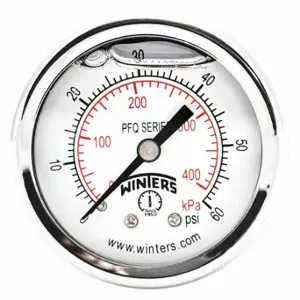 WINTERS INSTRUMENTS PFQ2488-DRY-2FF Panel-Mount Pressure Gauge, Front Flange, 0 to 60 psi, 2 Inch Dial, Field-Fillable, PFQ | CR7QAQ 491F76