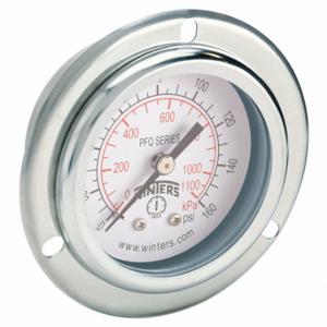 WINTERS INSTRUMENTS PFQ2490-DRY-2FF Panel-Mount Pressure Gauge, Front Flange, 0 to 160 psi, 2 Inch Dial, Field-Fillable, PFQ | CR7QAE 491F78