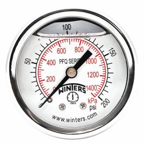 WINTERS INSTRUMENTS PFQ2491-DRY-2FF Panel-Mount Pressure Gauge, Front Flange, 0 to 200 psi, 2 Inch Dial, Field-Fillable, PFQ | CR7QAJ 491F79
