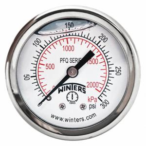 WINTERS INSTRUMENTS PFQ2492-DRY-2FF Panel-Mount Pressure Gauge, Front Flange, 0 to 300 psi, 2 Inch Dial, Field-Fillable, PFQ | CR7PYX 491F80
