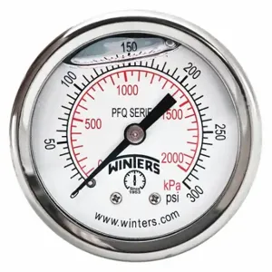 WINTERS INSTRUMENTS PFQ2492-DRY-2FF Panel-Mount Pressure Gauge, Front Flange, 0 to 300 psi, 2 Inch Dial, Field-Fillable, PFQ | CR7PYX 491F80