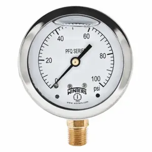 WINTERS INSTRUMENTS PFQ804R1 Qual Ss/Br Gauge 2.5 Inch 1/4Lm 0-100Psi | CQ8YRA 65MG59