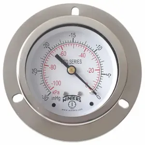 WINTERS INSTRUMENTS PFQ900-DRY-25FF Panel-Mount Vacuum Gauge, Front Flange, 30 to 0 Inch Height, 2 1/2 Inch Dial | CV3TQJ 491F82