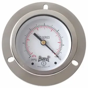 WINTERS INSTRUMENTS PFQ908-DRY-25FF Panel-Mount Pressure Gauge, Front Flange, 0 to 600 psi, 2 1/2 Inch Dial, Field-Fillable | CR7QAT 491F90