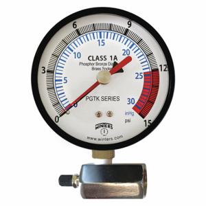 WINTERS INSTRUMENTS PGTK315CM Gas Line Pressure Test Kit, Gas Line Pressure Test Kit, Bronze, 0 to 15 PSI, NPT, Bottom | CV3TPF 491G24