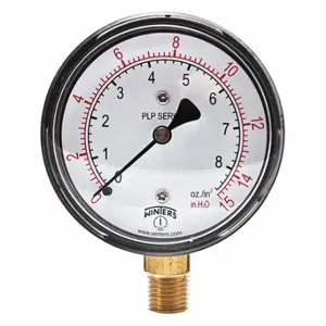 WINTERS INSTRUMENTS PLP300 Low Pressure Gauge, Natural Gas & Other Gases, 0 To 15 Inch Wc, 2 1/2 Inch Dial, Plp | CV3TGY 491C64