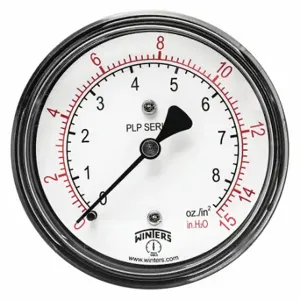 WINTERS INSTRUMENTS PLP340 Low Pressure Gauge, Natural Gas & Other Gases, 0 To 15 Inch Wc, 2 1/2 Inch Dial | CV3RZJ 491C71