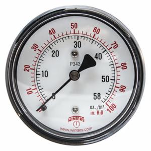 WINTERS INSTRUMENTS PLP343 Low Pressure Gauge, Natural Gas & Other Gases, 0 To 100 Inch Wc, 2 1/2 Inch Dial, Plp | CV3RZH 491C77