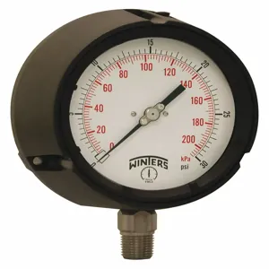 WINTERS INSTRUMENTS PPC5062-SG45 Pressure Gauge, 0 To 30 Psi Range, 1/2 MNPT, +/-0.5% Gauge Accuracy | CH6RER 491C99