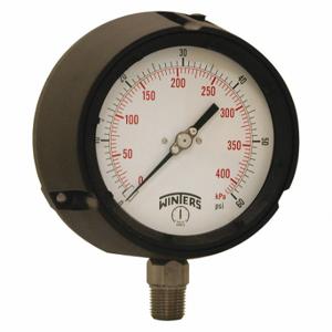 WINTERS INSTRUMENTS PPC5063G-SG45 Process Pressure Gauge, 0 To 60 Psi, White, 4 1/2 Inch DiaL, Liquid-Filled | CV3TDB 491D23