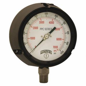 WINTERS INSTRUMENTS PPC5070G-SG45 Process Pressure Gauge, 0 To 1000 Psi, White, 4 1/2 Inch DiaL, Liquid-Filled | CV3TBA 491D34