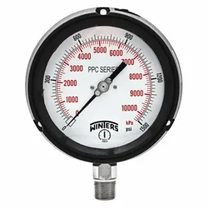 WINTERS INSTRUMENTS PPC5071-SG45 Process Pressure Gauge, 0 To 1, 500 Psi, 4 1/2 Inch DiaL, 1/2 Inch Npt Male, Bottom, Ppc | CV3TBB 491D08