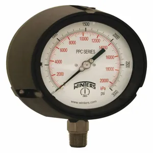 WINTERS INSTRUMENTS PPC5073G-SG45 Pressure Gauge, 0 To 3000 Psi Range, 1/2 Inch MNPT, +/-0.5% Gauge Accuracy | CH6REW 491D36