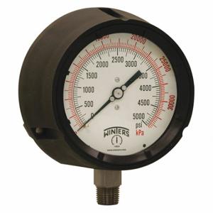 WINTERS INSTRUMENTS PPC5074G-SG45 Process Pressure Gauge, 0 To 5000 Psi, White, 4 1/2 Inch DiaL, Liquid-Filled | CV3TCV 491D37