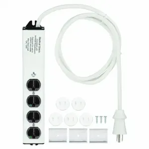 WIREMOLD ULM4-6 Outlet Strip, 4 Outlets, 6 ft Cord Length, 15 A Max. Amps, White | CV3UDR 3RAN5