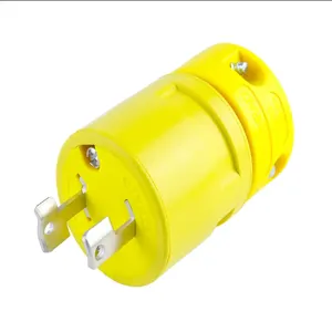 WOODHEAD 1301410043 Plug, Locking Blade, 2 Pole/2 Wire, 125V, Yellow | CH2VBB 2404