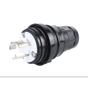 WOODHEAD 1301460080 Plug With Locking Blade, 2 Pole/3 Wire, 277V, Body Size F2, Black, Silicone Husk | CH2FHA 24W34BLK
