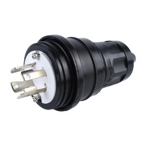 WOODHEAD 1301470080 Outdoor Plug With Locking Blade, 3 Pole/4 Wire, 3 Phase, 250V, Body Size F4, Black | CH2ZHU 28W75BLK