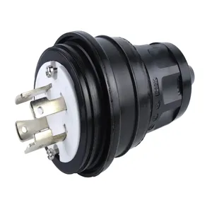 WOODHEAD 1301470080 Outdoor Plug With Locking Blade, 3 Pole/4 Wire, 3 Phase, 250V, Body Size F4, Black | CH2ZHU 28W75BLK