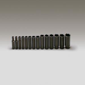WRIGHT TOOL 407 Deep Impact Socket Set, 1/2 Inch Drive, 6 Point, Pack Of 14 | AX3EMM