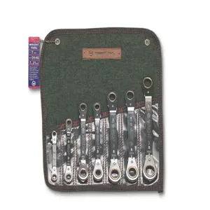 WRIGHT TOOL 9446 Ratcheting Box Wrench Set, Offset Pattern, Reversible, 7mm to 21mm, Pack Of 7 | AX3GPF