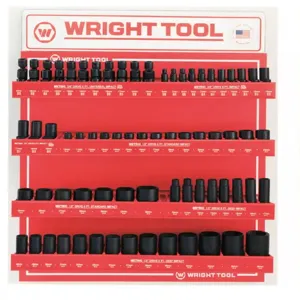 WRIGHT TOOL D959 Metric Standard & Deep Impact Socket Set, 3/8 Inch & 1/2 Inch Drive, Pack Of 94 | AX3JWX