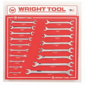 WRIGHT TOOL D987 Fractional Open End Wrench Set, Pack Of 18 | AX3JYN