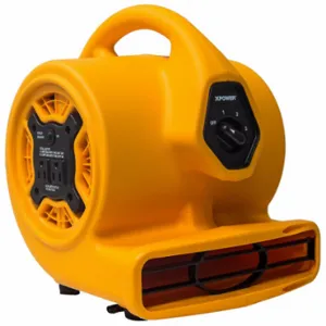 XPOWER P-130A Air Mover, 800 Cfm, Fixed Frame, 3 Speeds, 1/5 Hp, 115V, 10 Ft Cord, Yellow, Variable | CV3WVE 799H65