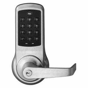 YALE AU-NTB610-NR-626 Electronic Keyless Lock, Entry With Key Override, Push Button Keypad, Metal, Lever | CV3XJE 52WN30