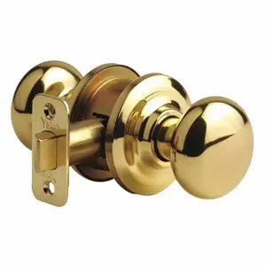 YALE D3206301 Knob Lockset, 2, Cambridge Knob, Bright Brass, Not Keyed, Knob | CV3XNE 49XU24