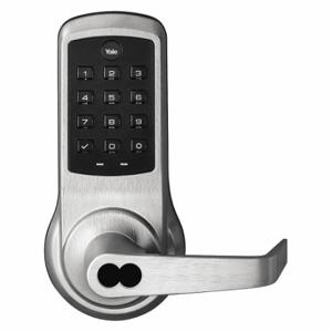 YALE SI-AU-NTB610-NR-626-LC Electronic Keyless Lock, Entry With Key Override, Push Button Keypad, Metal, Lever | CV3XJG 52WN42