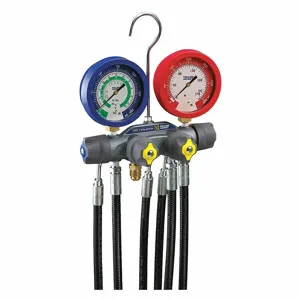 YELLOW JACKET 45925 Manifold Gauge, 4 Valves, CO2, 4 Hoses, 1/4 Inch Vacuum Port Size | CJ2UDT 423N92