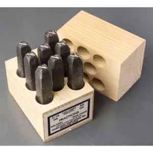 YOUNG BROS. STAMP WORKS 06083 Fraction Stamp Set, Steel, 1/4 Size | AJ6NJD