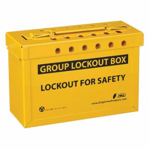 ZING 6061 Group Lockout Box, Edelstahl, Gelb, 6.25 Zoll x 9 Zoll 4 Zoll, tragbar, aufklappbar | CV4HRN 36D366