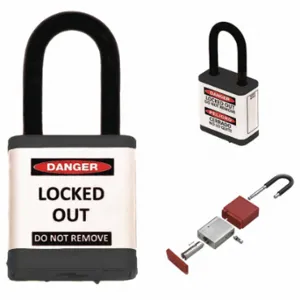 ZING 700KA-BLACK Lockout Padlock, Keyed Alike, Aluminum, Std Body Body Size, Hardened Steel, Std, Black | CV4HRX 55KD04