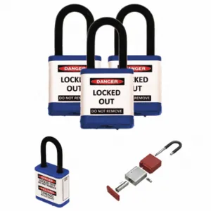 ZING 700KA3-BLUE Lockout Padlock, Keyed Alike, Aluminum, Std Body Body Size, Hardened Steel, Std, Blue | CV4HTA 55KD23