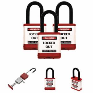 ZING 700KA3-RED Lockout-Vorhängeschloss, gleichschließend, Aluminium, Standardgehäuse, Körpergröße, gehärteter Stahl, Standard, Rot | CV4HTE 55KD21
