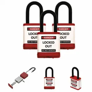 ZING 700KA3-RED Lockout Padlock, Keyed Alike, Aluminum, Std Body Body Size, Hardened Steel, Std, Red | CV4HTE 55KD21