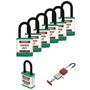 ZING 700KA6-GREEN Lockout Padlock, Keyed Alike, Aluminum, Std Body Body Size, Hardened Steel, Std, Green | CV4HTC 55KD26