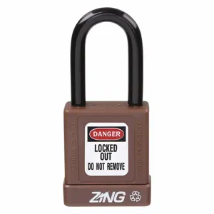 ZING 7045 Lockout Padlock Keyed Alike Brown 1/4in. Diameter | AE8FMP 6CXH2