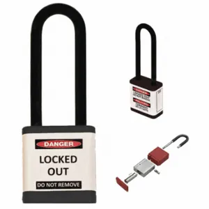 ZING 710KD-BLACK Lockout Padlock, Keyed Different, Aluminum, Std Body Body Size, Hardened Steel, Extended | CV4HTU 55KD15