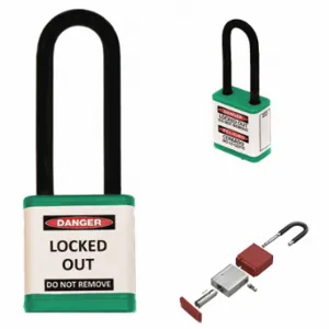 ZING 710KD-GREEN Lockout Padlock, Keyed Different, Aluminum, Std Body Body Size, Hardened Steel, Extended | CV4HTR 55KD13