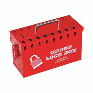 ZING 7299R-UN Group Lockout Box, Steel, Red, 6 Inch x 10 Inch 4 Inch, Portable, Hinged, 12 Padlocks | CV4HRK 48LU40