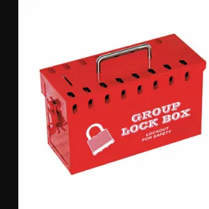 ZING 7299R-UN Group Lockout Box, Steel, Red, 6 Inch x 10 Inch 4 Inch, Portable, Hinged, 12 Padlocks | CV4HRK 48LU40