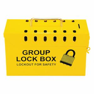 ZING 7299Y-UN Group Lockout Box, Steel, Yellow, 6 Inch x 10 Inch 4 Inch, Portable, Hinged, 12 Padlocks | CV4HRM 48LU41